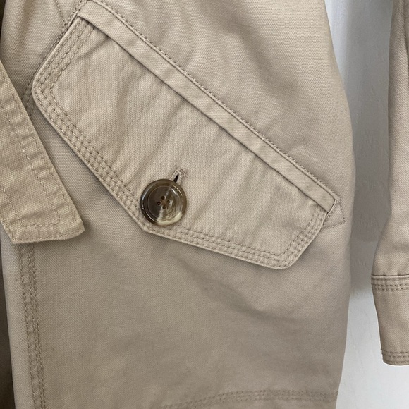 Gap Khaki Trench Coat Large Removable Hood 100% Cotton Preppy - Picture 15 of 15